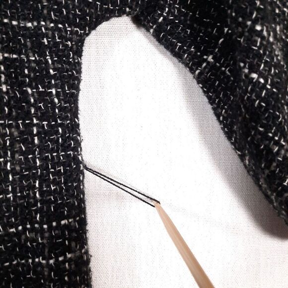 East 5th Women's Tweed Boucle Check Jacket Size Medium Black & White 100% Cotton - Picture 12 of 16